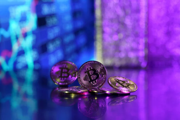 Bitcoins Fondo Los Gráficos —  Fotos de Stock