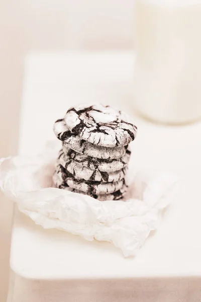 Brownie Cookies Enfoque Selectivo Composición Ecológica Con Galletas Chocolate Hechas — Foto de Stock