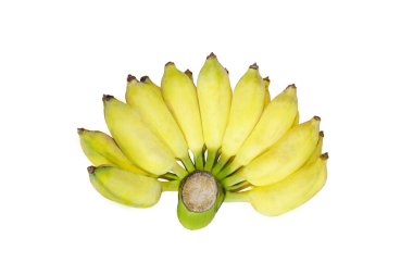 Taze ekilmiş muz, şekerli muz, Pisang Awak, beyaz arka planda soyutlanmış olgun muzlar..