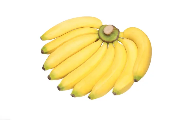 Cavendish Bananer Isolerad Vit Bakgrund Ljusgula Gäng Aptitretande Mogna Bananer — Stockfoto