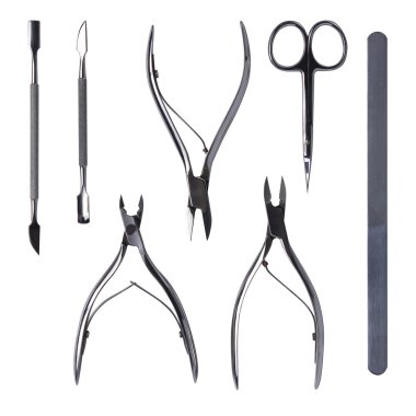 Tools of a manicure set on a white background clipart