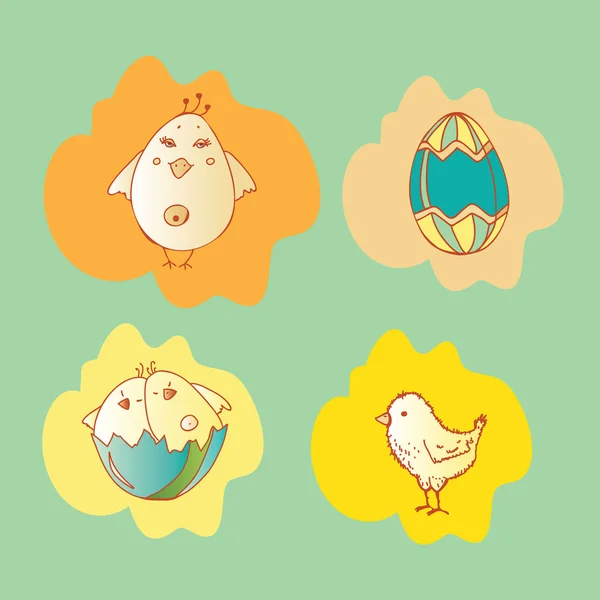 Easter eggsand chicks — Stock Vector