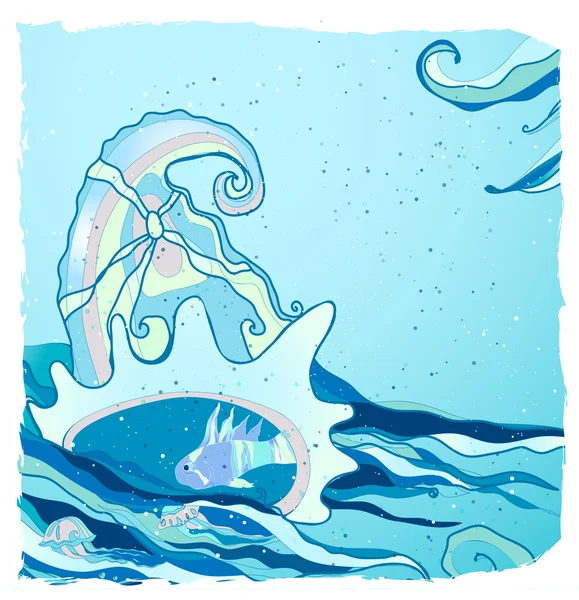 Vintage fond coquille de mer — Image vectorielle