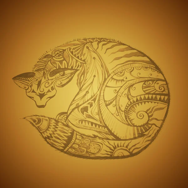 Gato tribal — Vector de stock