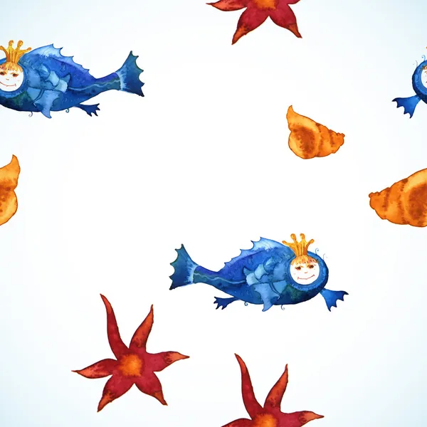 Modèle avec des poissons aquarelle — Image vectorielle