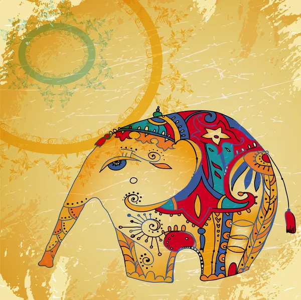 Modèle avec éléphant — Image vectorielle