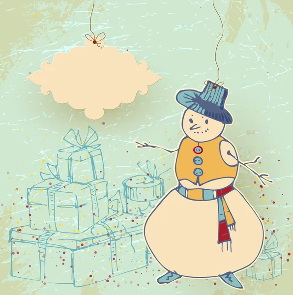 Carte bonhomme de neige — Image vectorielle