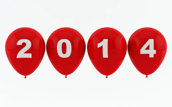 Red Balloons 2014 - New year — Stock Photo, Image