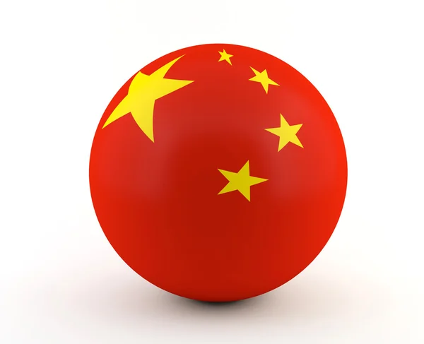 Čínská vlajka na 3d koule — Stock fotografie
