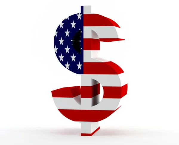Dollarzeichen mit der amerikanischen Flagge — Stockfoto