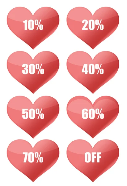 Percent discount hearts — Stock Photo, Image