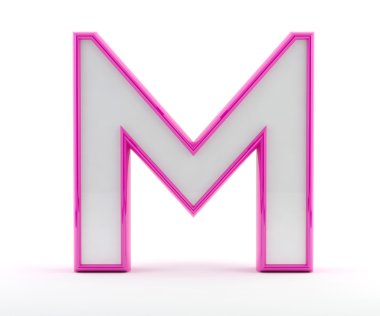 3D parlak pembe anahat - mektup m harfi