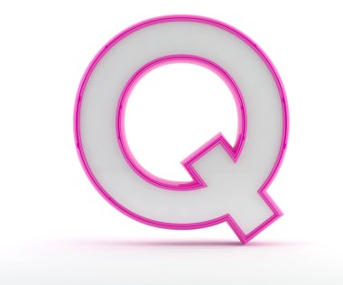 3D parlak pembe anahat - harf q harfi