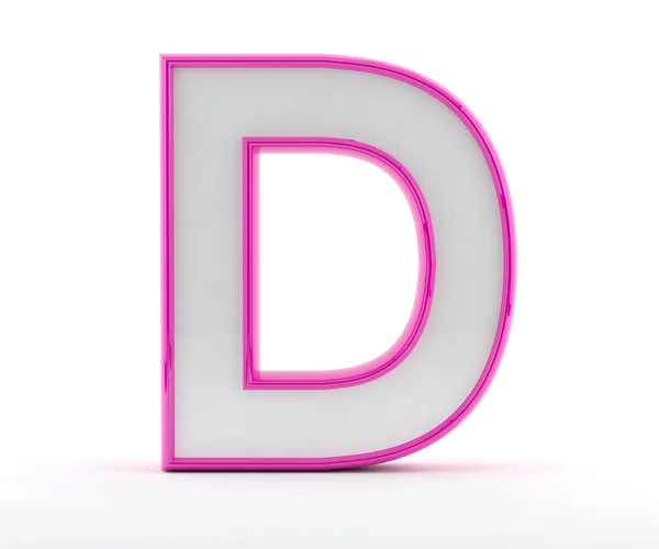 3D letter with glossy pink outline - Letter D — Stock Photo, Image