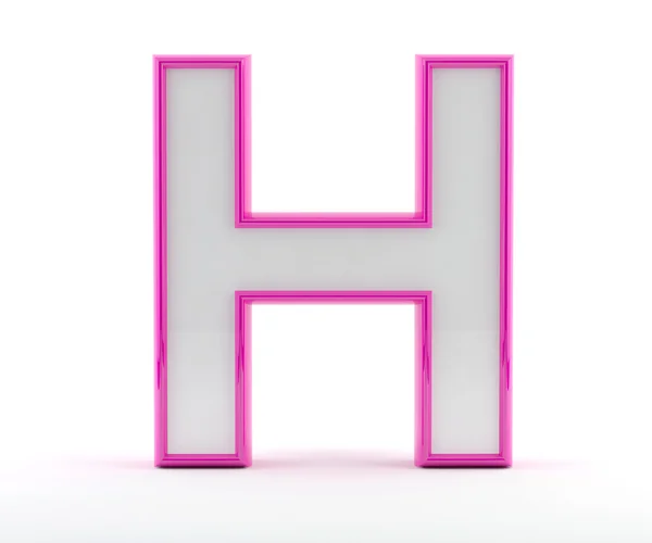 3d 带光泽的粉红色大纲-字母 h 字母 — 图库照片