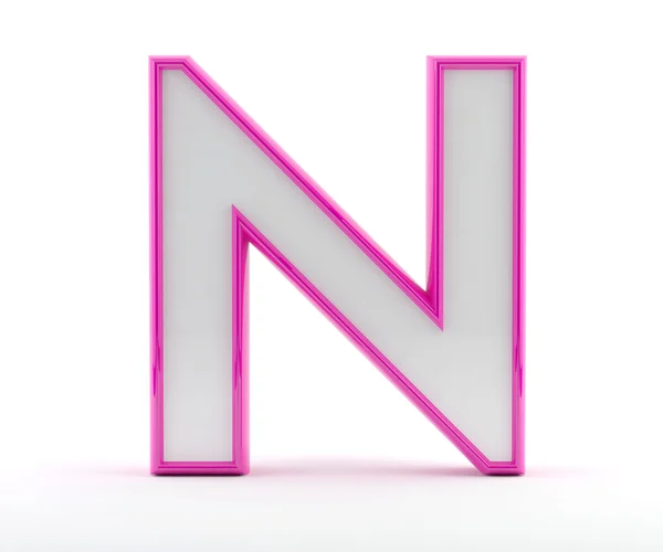 Carta 3D con contorno rosa brillante - Letra N — Foto de Stock