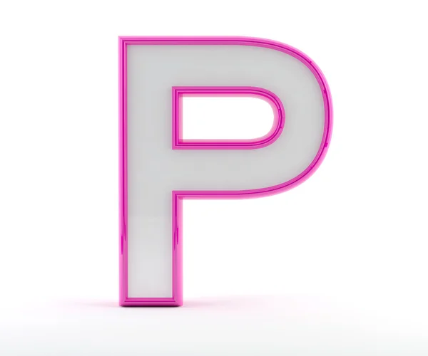 Huruf 3D dengan garis berwarna merah muda mengkilap - Huruf P — Stok Foto