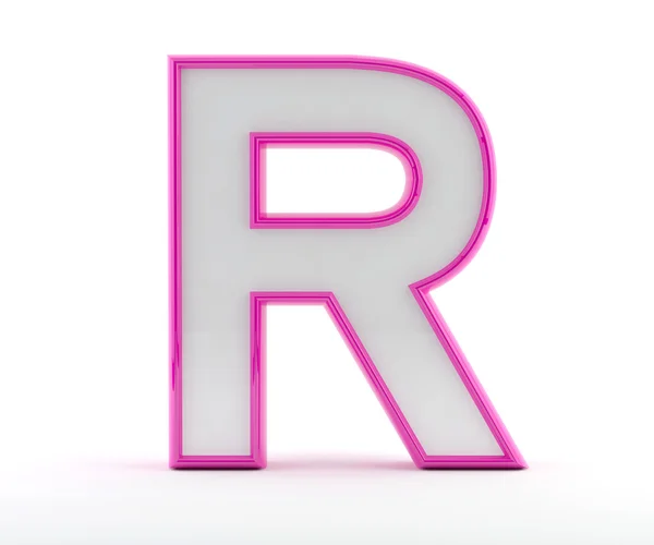 3D dopis s lesklý růžový obrys - písmeno r — Stock fotografie