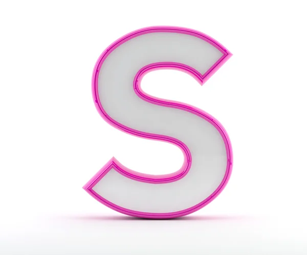 3D letter with glossy pink outline - Letter S — Stock Photo, Image