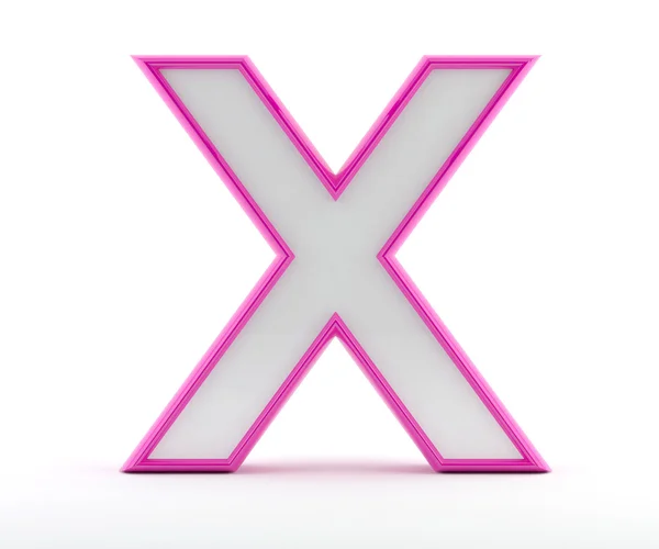 3D letter with glossy pink outline - Letter X — Stock Photo, Image