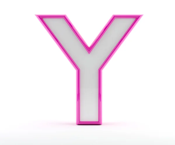3D-Buchstabe mit glänzend rosa Umriss - Buchstabe y — Stockfoto