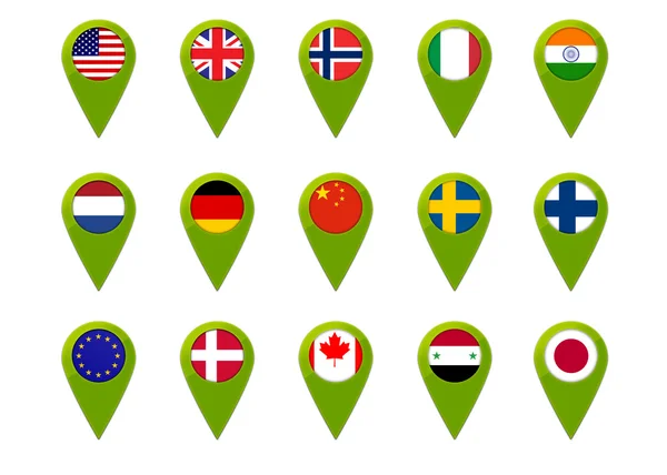 World map flag pins — Stock Photo, Image