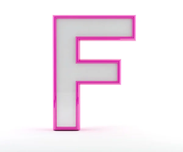 Carta 3D con contorno rosa brillante - Letra F Fotos de stock