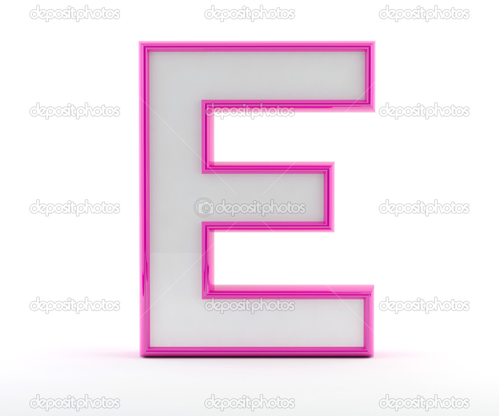3d Carta Con Contorno De Color Rosa Brillante Letra E