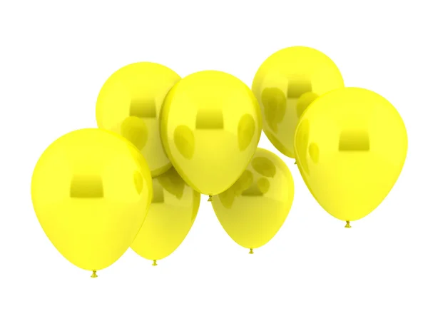 Siete globos de fiesta en color amarillo —  Fotos de Stock