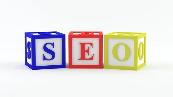 SEO play cubes — Stock Photo, Image