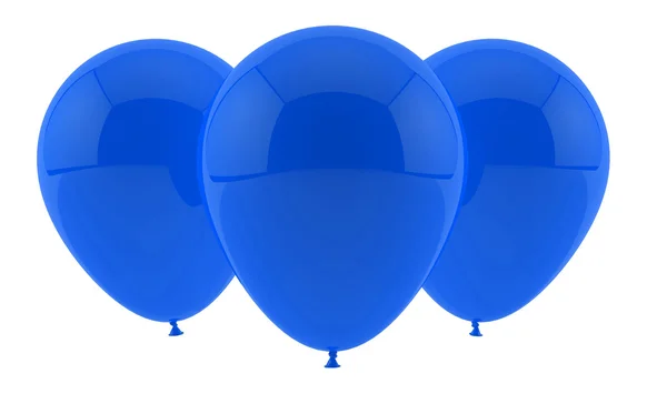 Drei blaue Partyballons — Stockfoto