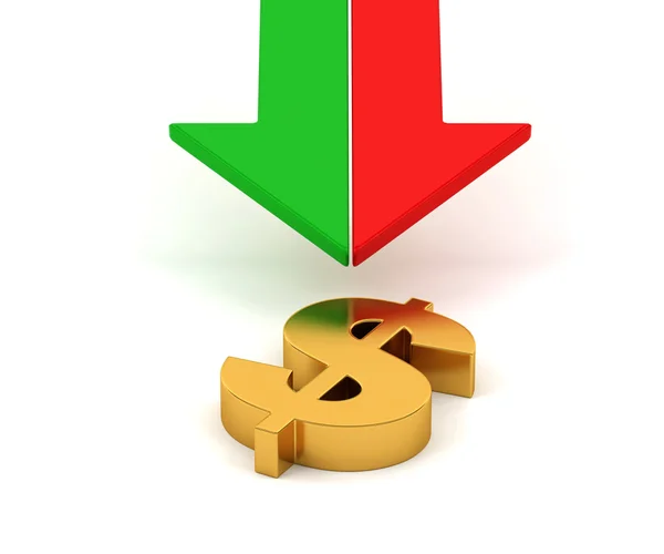 Golden dollar sign and arrows — Stock Photo, Image