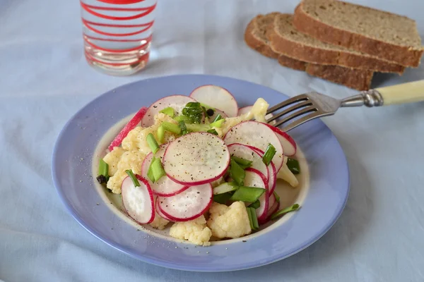Salad of radish, cauliflower and green onions — Stock Photo, Image