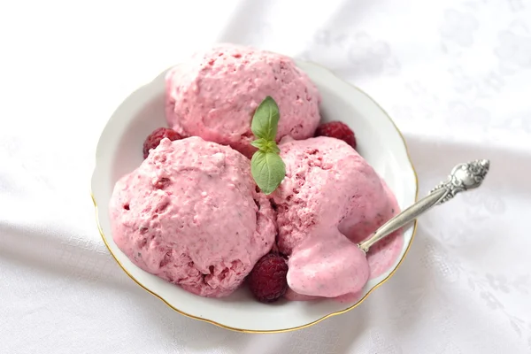 Gelato alle bacche con lampone e basilico — Foto Stock