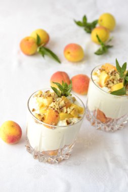 süzme peynir tatlısı kayısı, ceviz ve nane