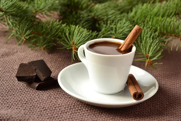 Hot chocolate with cinnamon — Stock Photo, Image