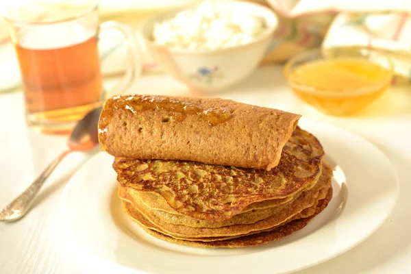 Crêpes de citrouille, crêpes, (mise au point sélective ) — Photo