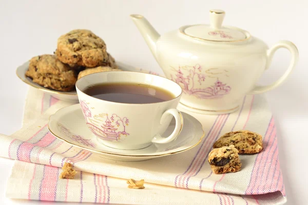 Scone and cup of black tea for breakfast — Stock Photo, Image