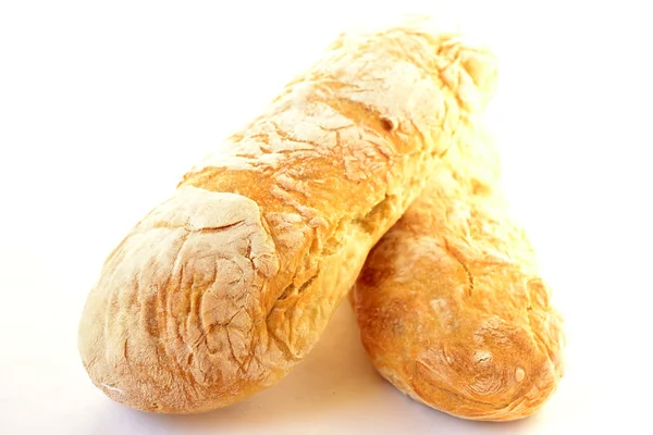 Ciabatta casera sobre fondo blanco — Foto de Stock