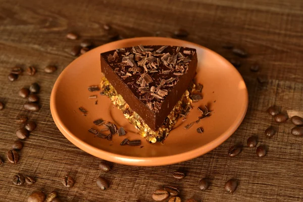 Rebanada de pastel de queso de chocolate frío — Foto de Stock