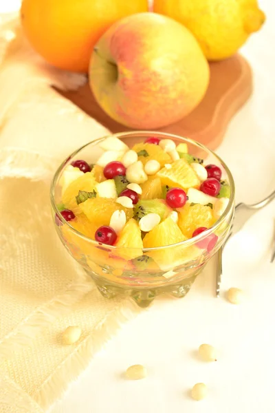 Fruit salad in a glass bowl — Stock Photo, Image