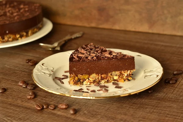 Slice of cold chocolate cheesecake — Stock Photo, Image