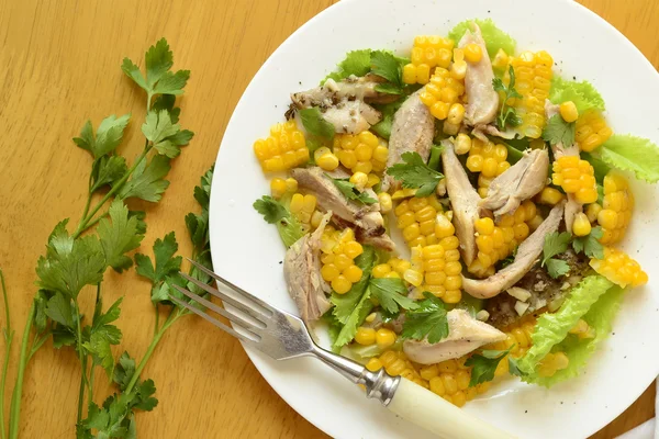 玉米和鸡肉沙拉 — 图库照片