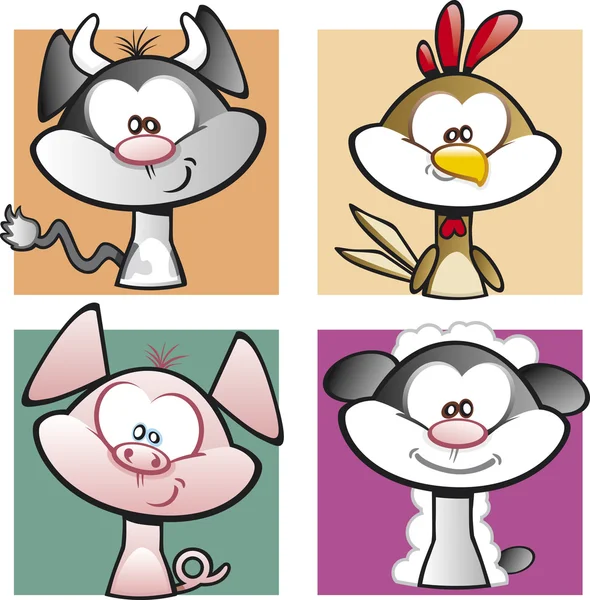 karikatür çiftlik hayvan koleksiyonu