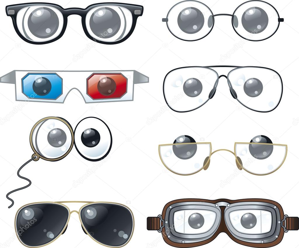 Cartoon eye glasses Cartoon Glasses Collection — Stock Vector