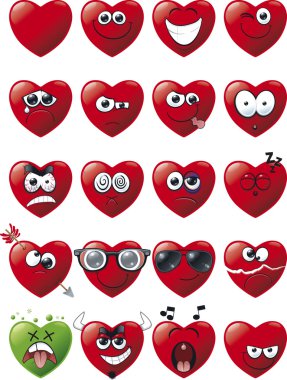 karikatür kalp Icon set