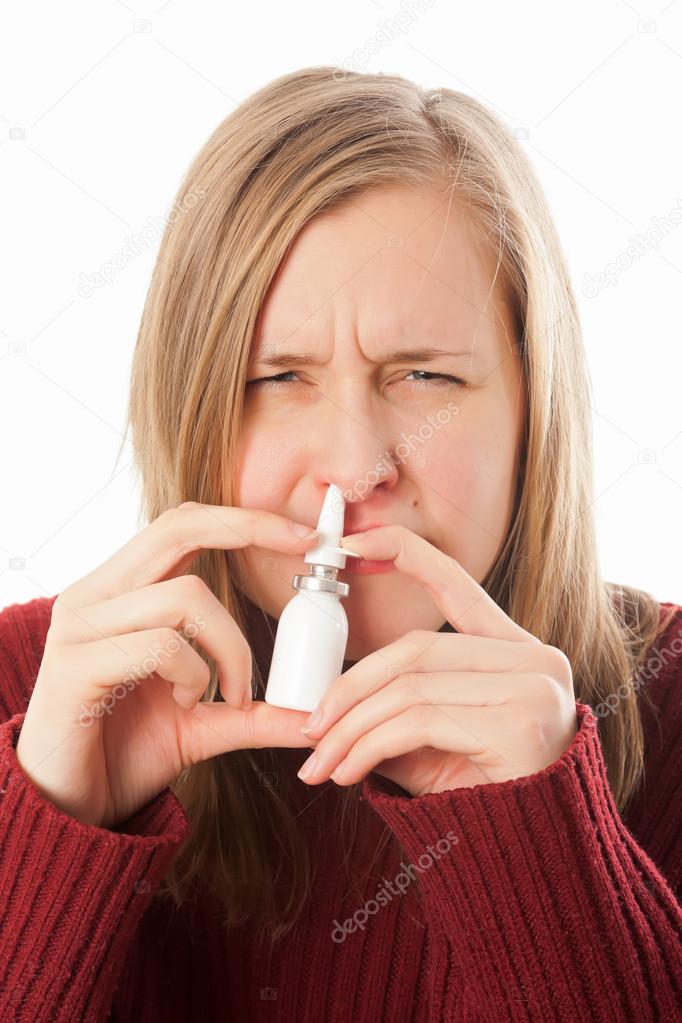 Nasal spray addiction flu — Stock Photo © Barabasa 20186629