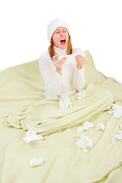 Sick person about to sneeze — Stock Photo, Image