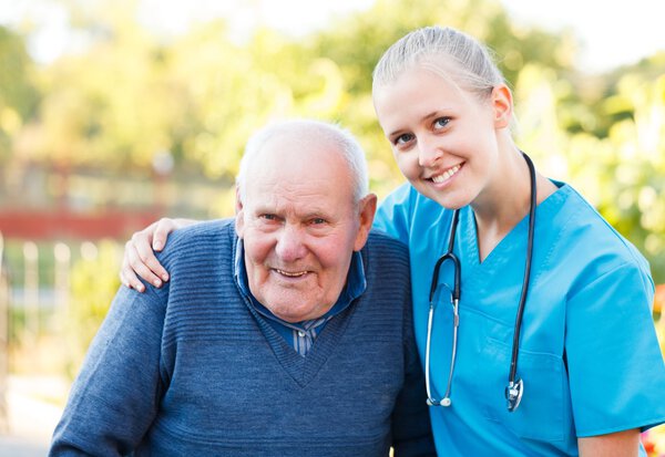 Kind doctor with patient