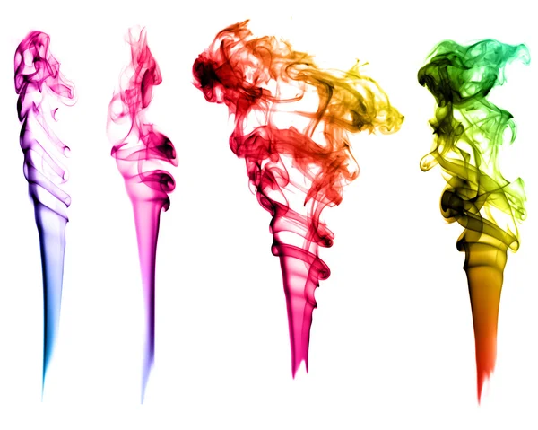 Conjunto de humo de color abstracto sobre fondo blanco —  Fotos de Stock